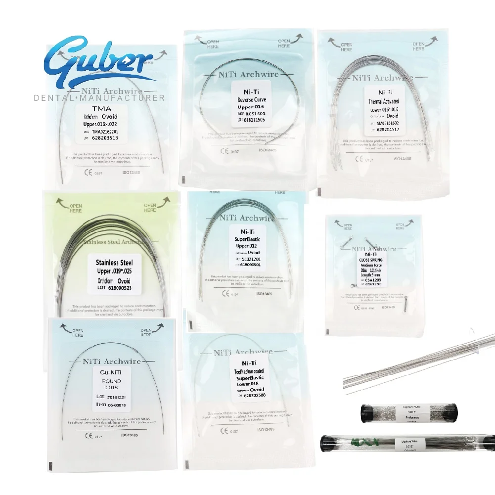 Guber Factory Dental colorful TMA Cooper archwire orthodontic wires niti thermal super elastic arch wire braces for teeth