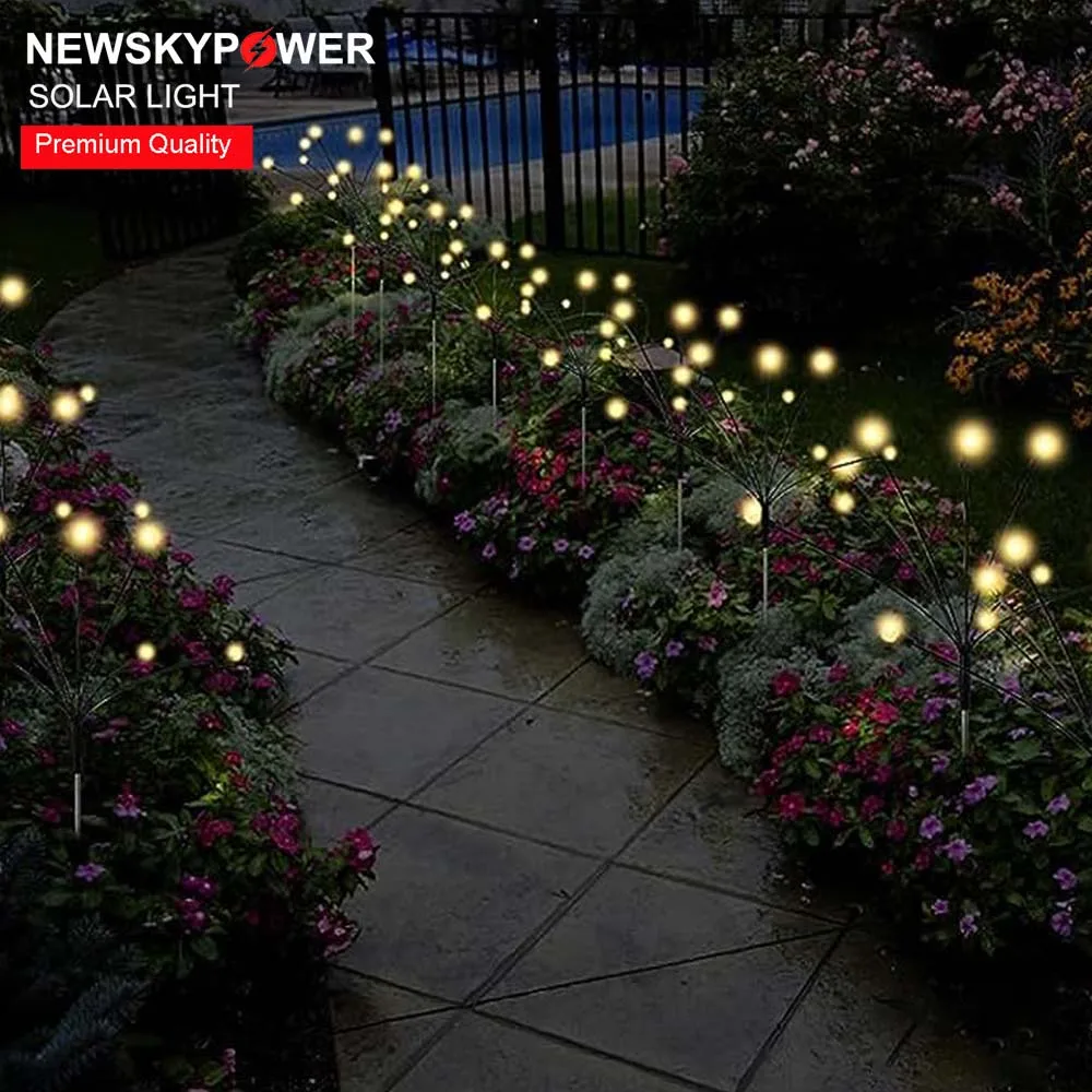 Sway By Wind Solar Panel With 32-LED Bulbs Solar Firefly UV Waterproof IP65 1200mAH Lithium Battery Garden Decorative Lights