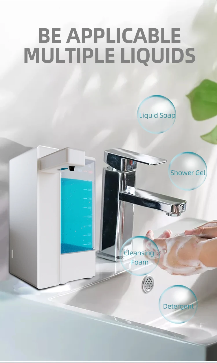 1000ml Industrial Wall Mounted Plastic Liquid Detergent Soap Hands Free Smart Hospital Automatic Sensor Alcohol Gel