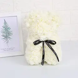 USA Warehouse Delivery Small 10 Inch 25 Cm Flower In Gift Box Lover Souvenirs Valentine Gift Ribbon Teddy Foam PE Rose Bear