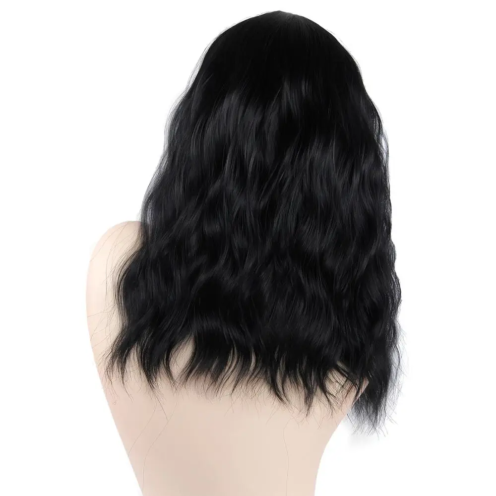 
Wholesale 16inch 1B Black Wig , long Heat Resistant body wave Synthetic Wigs For Black Woman 