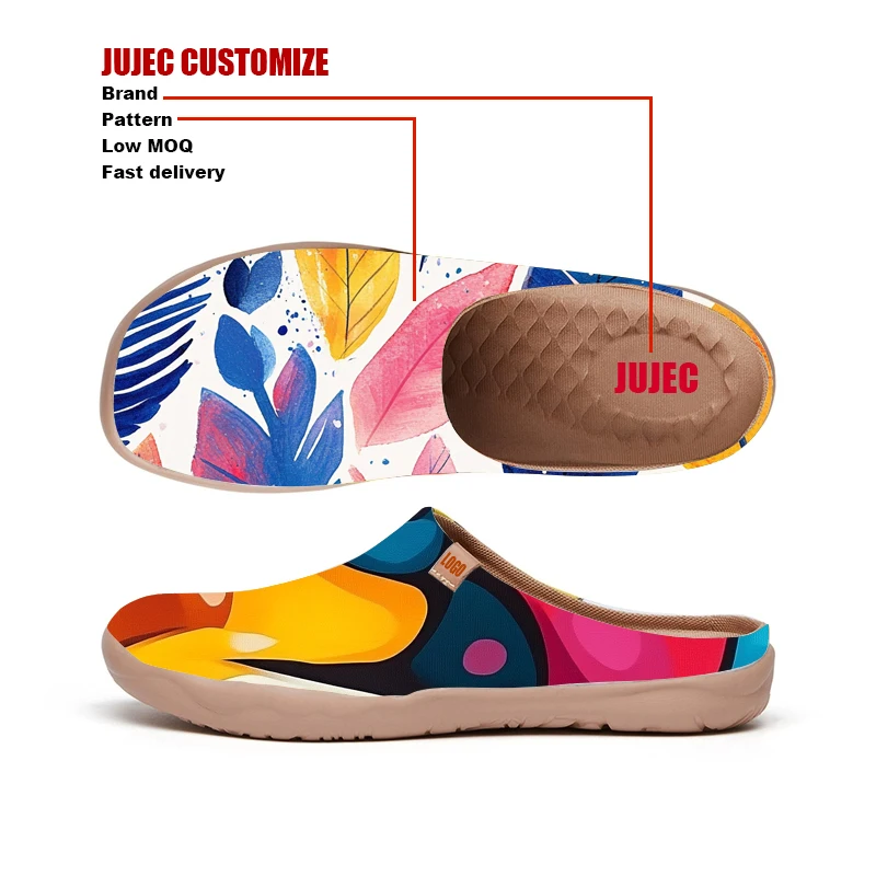 Customize Mules for Women Shoes Slip on Sneakers Flats Lightweight Breathable Walking Shoes Barefoot Wide Toe Box Zero Drop Sole