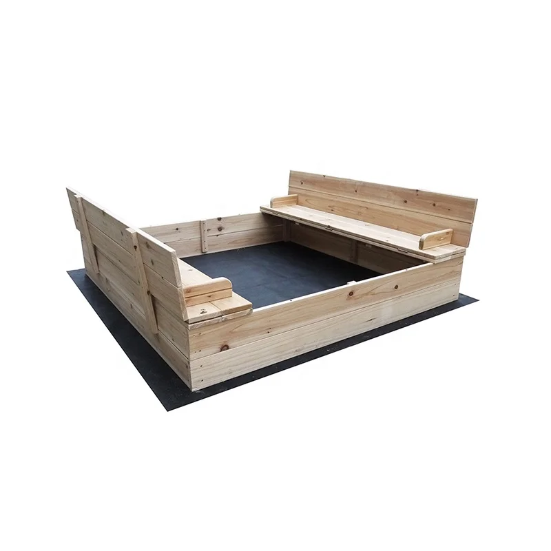 wooden children outdoor sandpit sandbox with folding cover play set for
