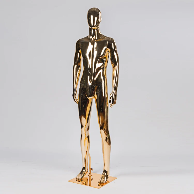 Золотистый хромированный стоячий манекен из стекловолокна