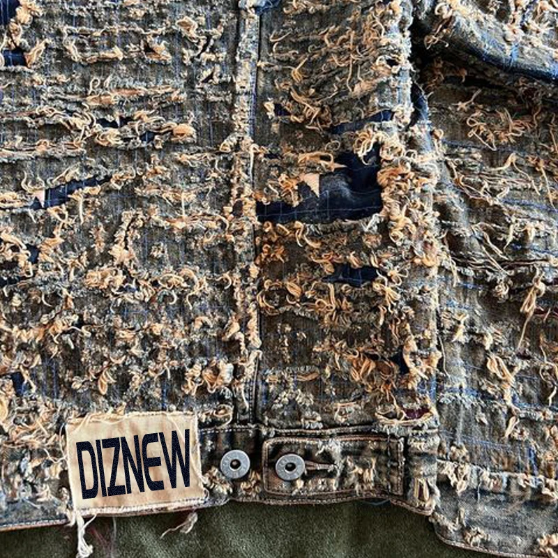 DiZNEW Jacket man Custom made high quality distressed heavy button jeans jacket for men