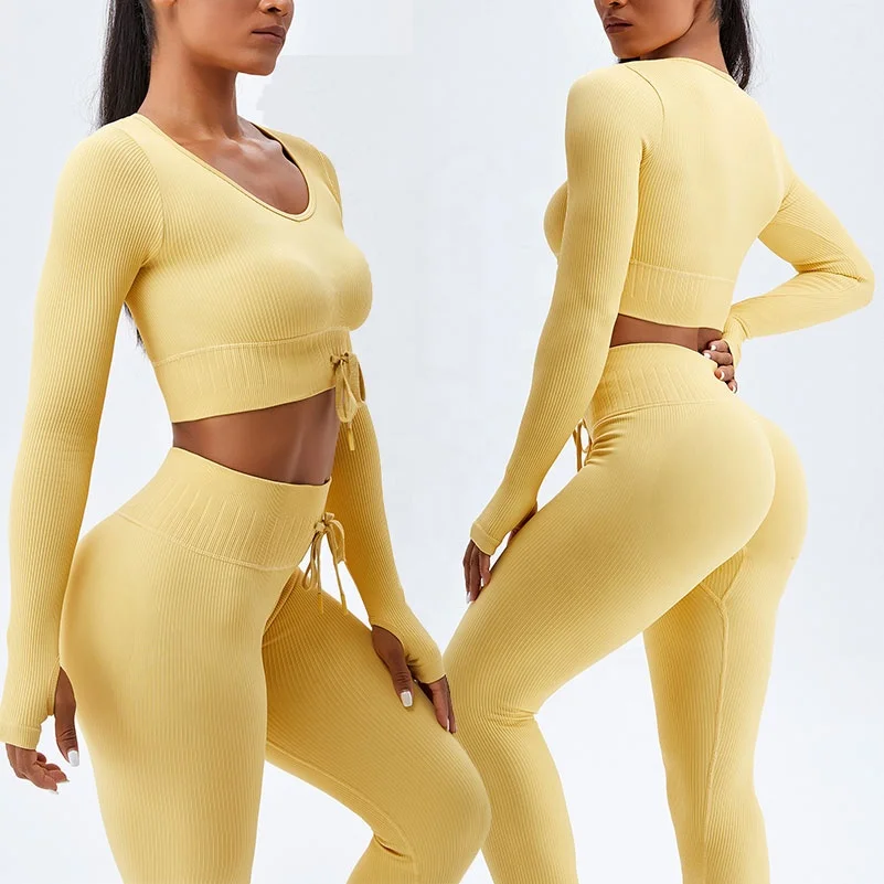 Women Fitness Yoga Clothes Active Wear Seamless Work Out Sportswear Yoga Set For Women