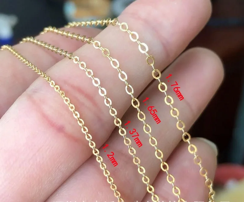 Fashion Permanent Jewelry Hot Sale Flat Cable Chain for Women Men Jewelry Making 14K Gold Filled Chain