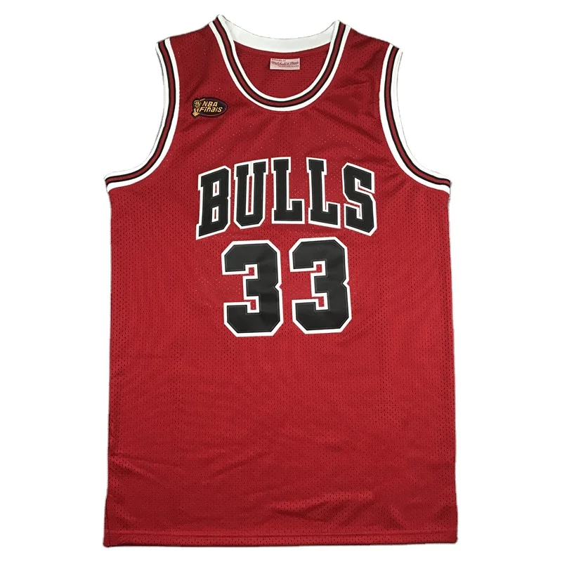 Красная баскетбольная майка Bull s № 33 Pippen в стиле ретро, дышащая быстросохнущая мужская майка для баскетбола Mnet