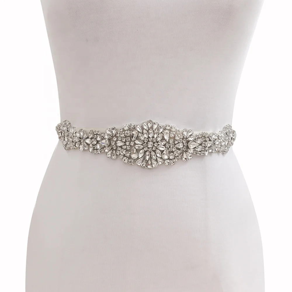 Luxury Mixed Styles Rhinestone Bridal Sash Belt Dress Accessories Silver Crystal Wedding Belts For Party
