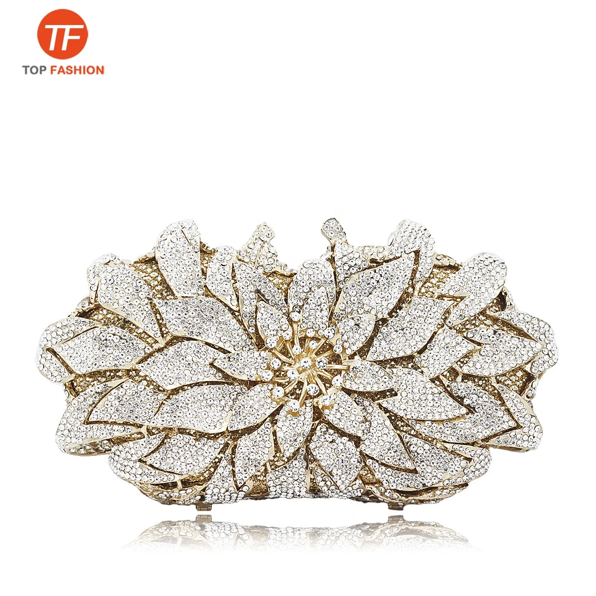 Factory Wholesales Designer Flowers Crystal Rhinestone Clutch Purse Formal Clutch Evening Bag Party Handbag