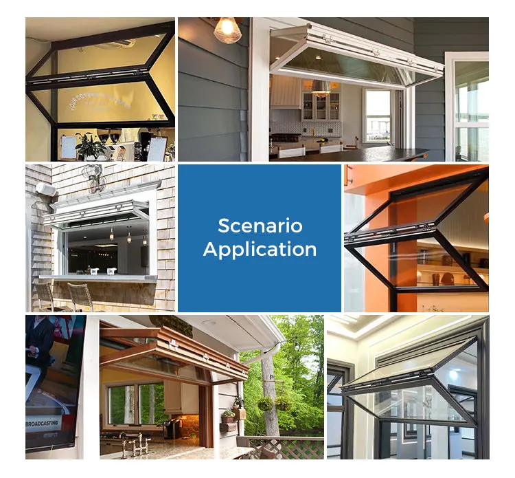 Aluminium Customize Kitchen Bi Fold Window Vertical Top Folding Glass Push Up Fold Up Windows