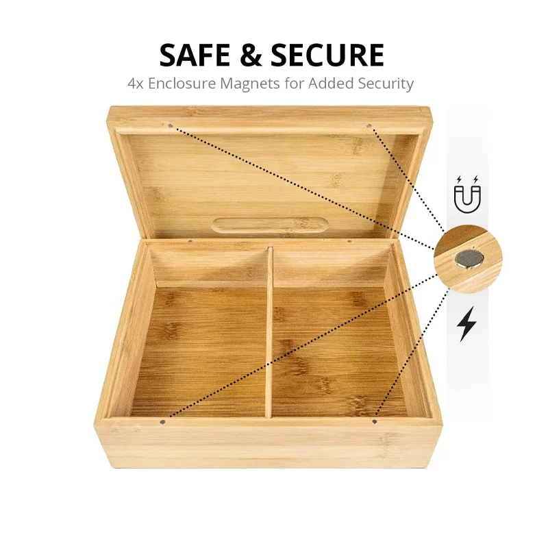 GL Bamboo Box Storage Organizer Bamboo Wooden Stash Box