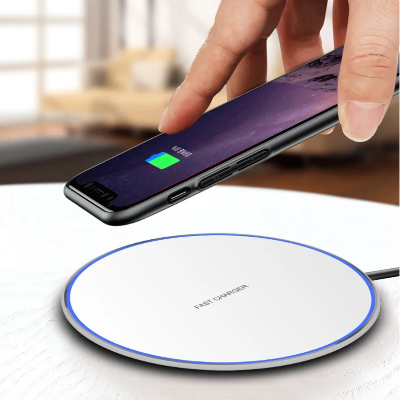 Wholesale price Ultra Thin Fast Long Distance 10w Round Mirror QI Charging Wireless Charger for Smart Phone