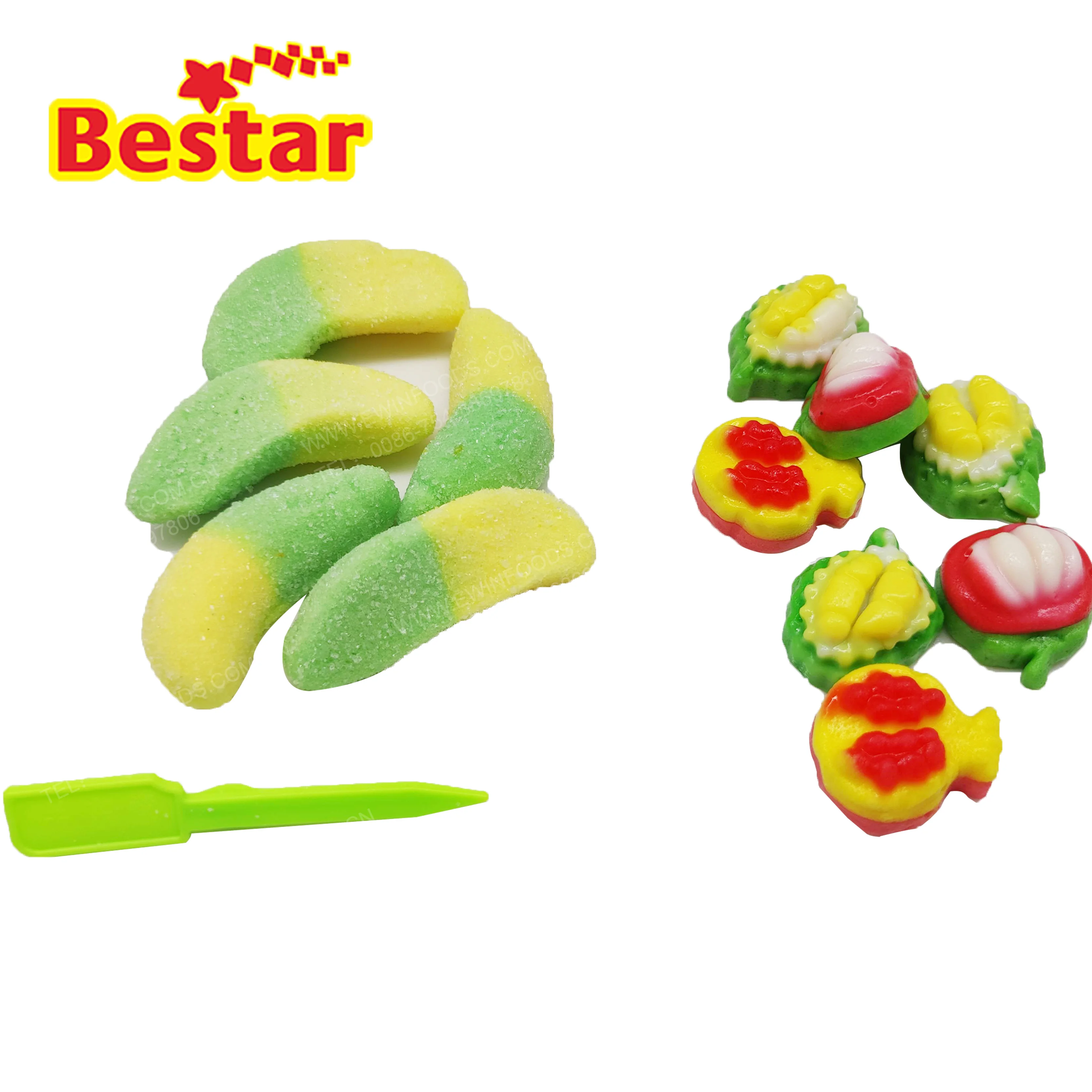 Конфеты в форме фруктов с вилкой банан дуриан мангустин Мармеладные сахарным покрытием фруктовый вкус мягкие конфеты