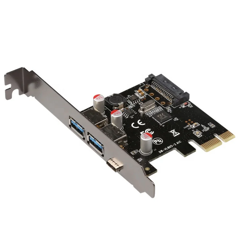 USB 3.1 Type-C + 2 usb 3.0 type-A + SATA 15PIN USB header PCI-e Card Desktop PCI Express to USB3.1 Adapter via chip