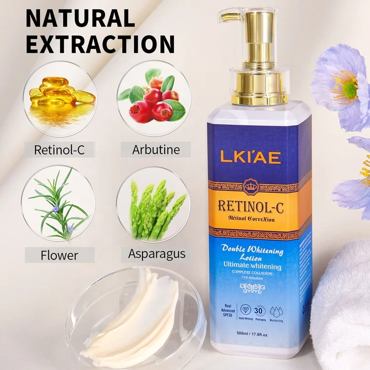 Private Label Organic Anti Stains 24H Moisturizing Niacinamide Retinol Brightening Whitening Body Lotion For Black Skin