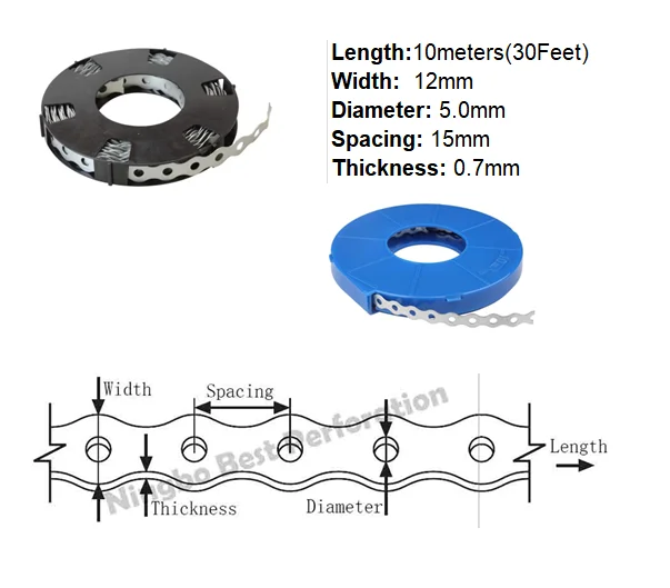 MasterACCT 30FT Perforated  Curve Edge Galvanized Strap Fixing Band Metal Tube Tension Clips Pipe Clamp Single Hole Hanging