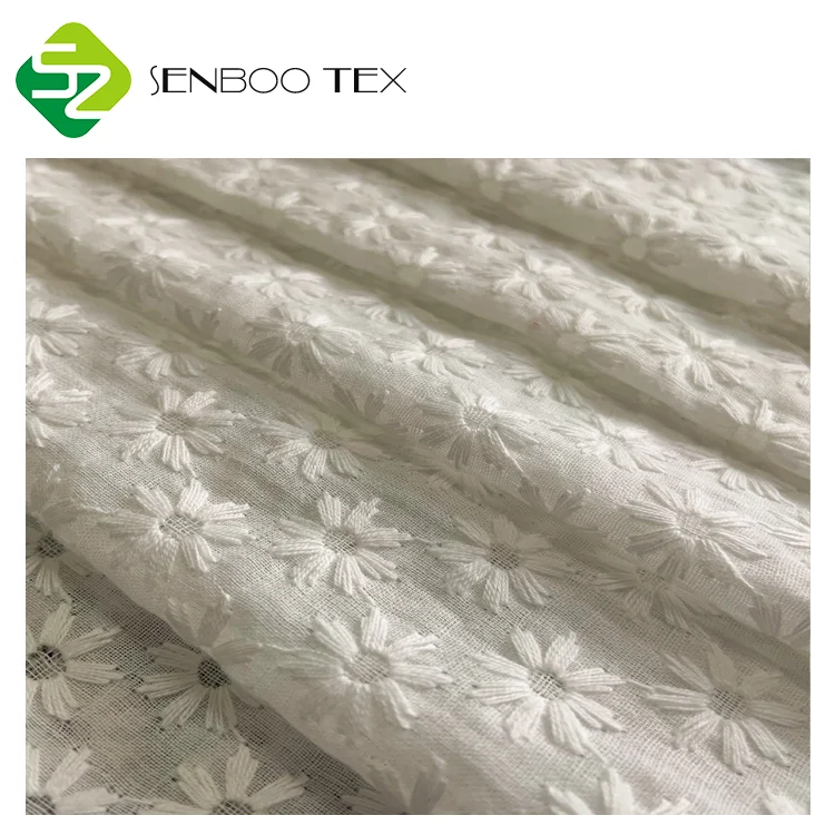 Delicate 100% Organic Cotton Embroidered Fabric for Girls Shirts Eco-Friendly and Woven with a Beautiful Pattern