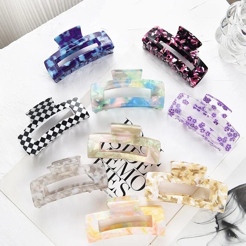 Women Square Large Acetate Hair Claw Clip Tortoise Shell Strong Hold Hair Jaw Clips Accessories for Thick Hair