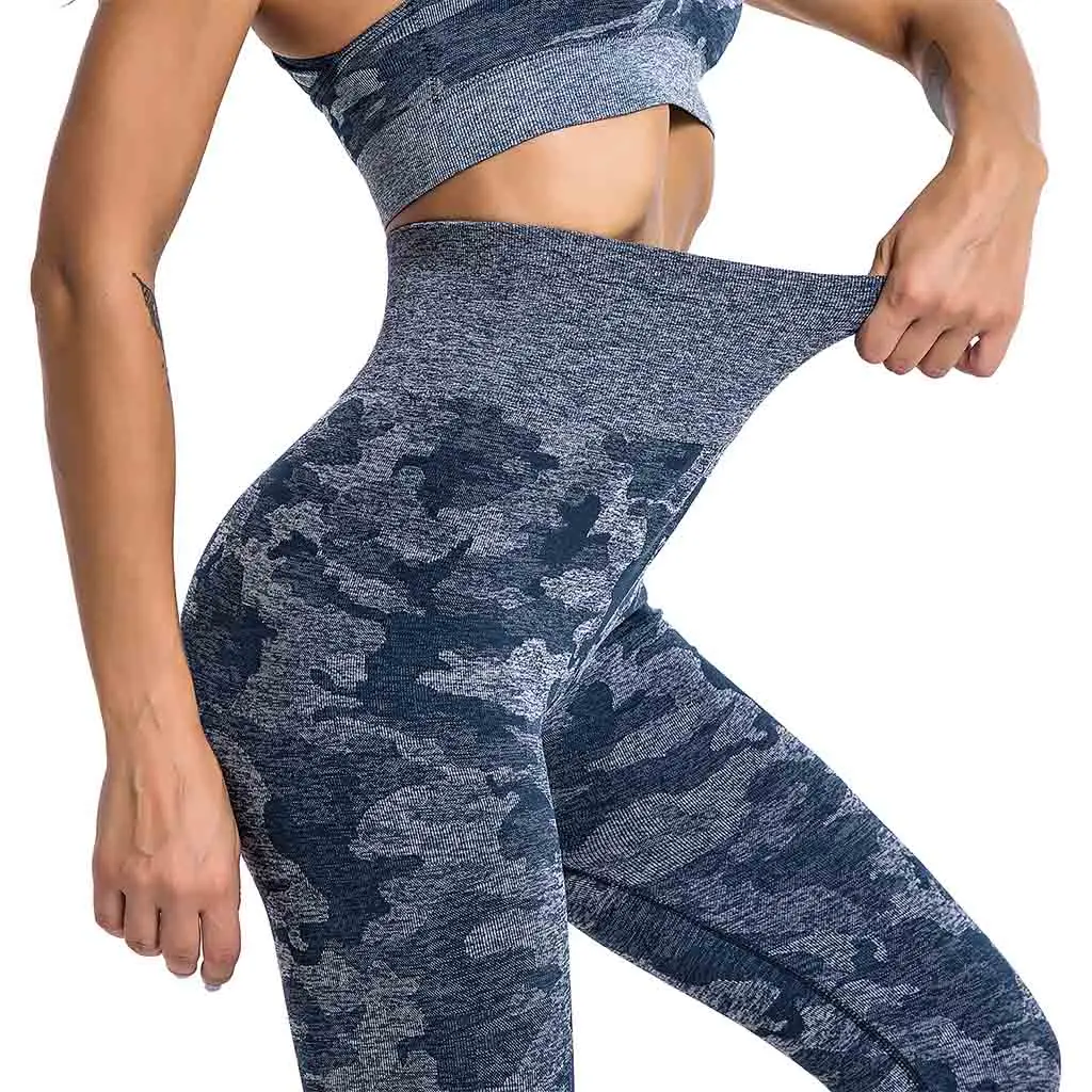High Waist Tummy Control Yoga Pants for Women Camo Seamless Compression Leggings Fit Workout Tights