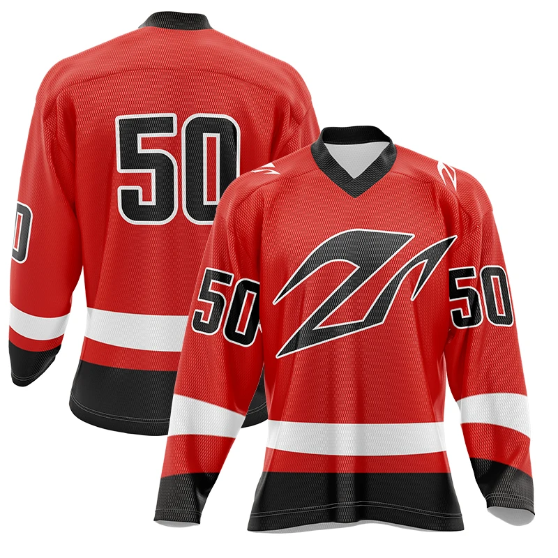 Cheap custom logo printing ice hockey team jersey polyester fabric high quality sublimated hockey jersey