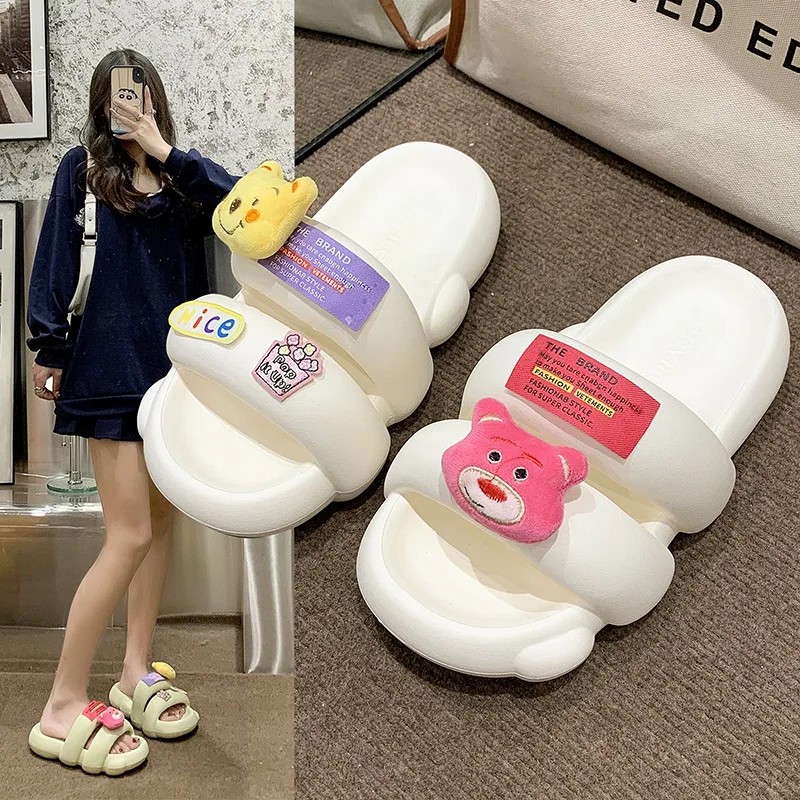 Hot selling women EVA pillow slippers cushion sole home summer slipper outdoor slides with strap