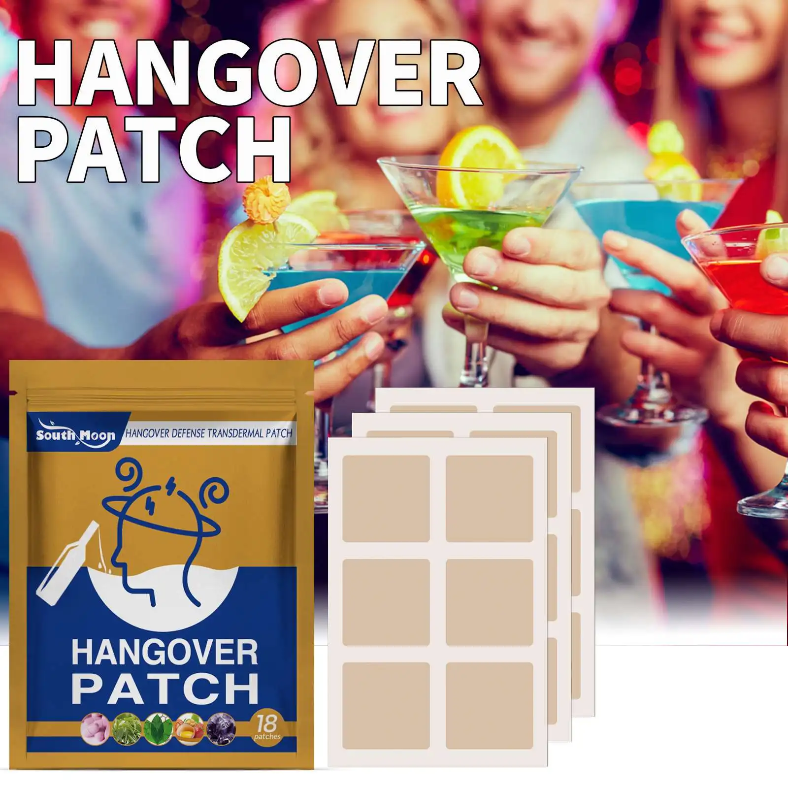 South Moon High Quality Private Label Complex Vitamin Hangover DefenseTransdermal Patch Anti Hangover Patch for Drink