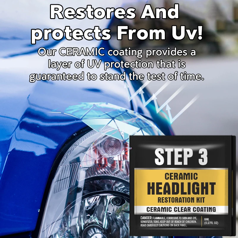 Ceramic Coating Car Polymer Headlight Restoration Kit Polymer Remove Lens Yellow Foggy Ceramic Coating Anti-UV
