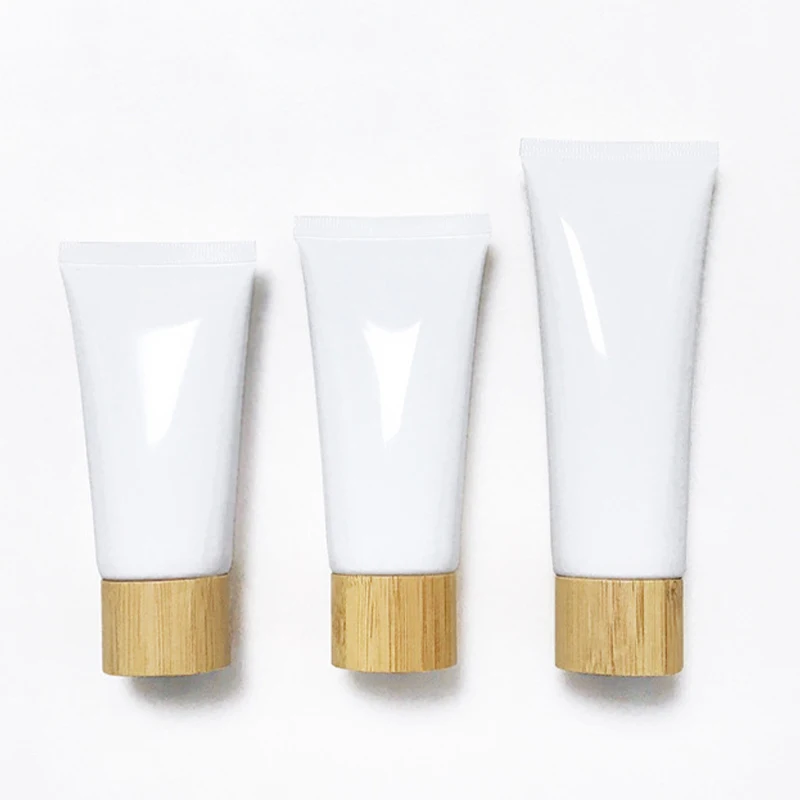 50g 60g 80g 100g 120g Empty Hand Cream Tube Bamboo Wood Cover Plastic Cosmetic Packaging Tube for Lotion Cream Shampoo
