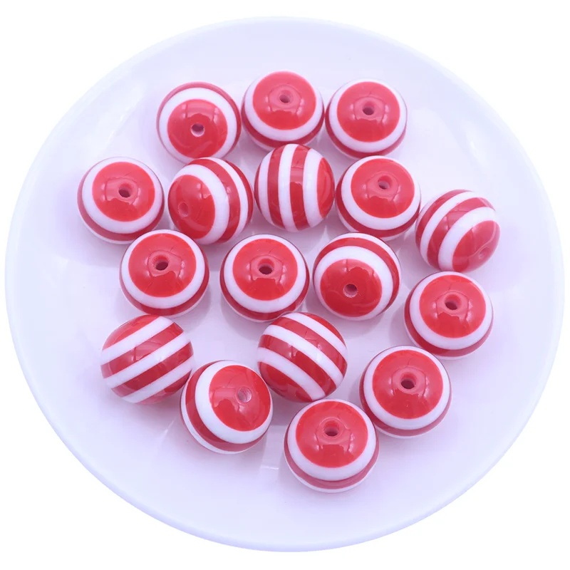 New Arrival 20MM 100pcs Rainbow Acrylic Chunky Bubblegum Resin Striped Loose Beads Fashion for Children Necklace Making