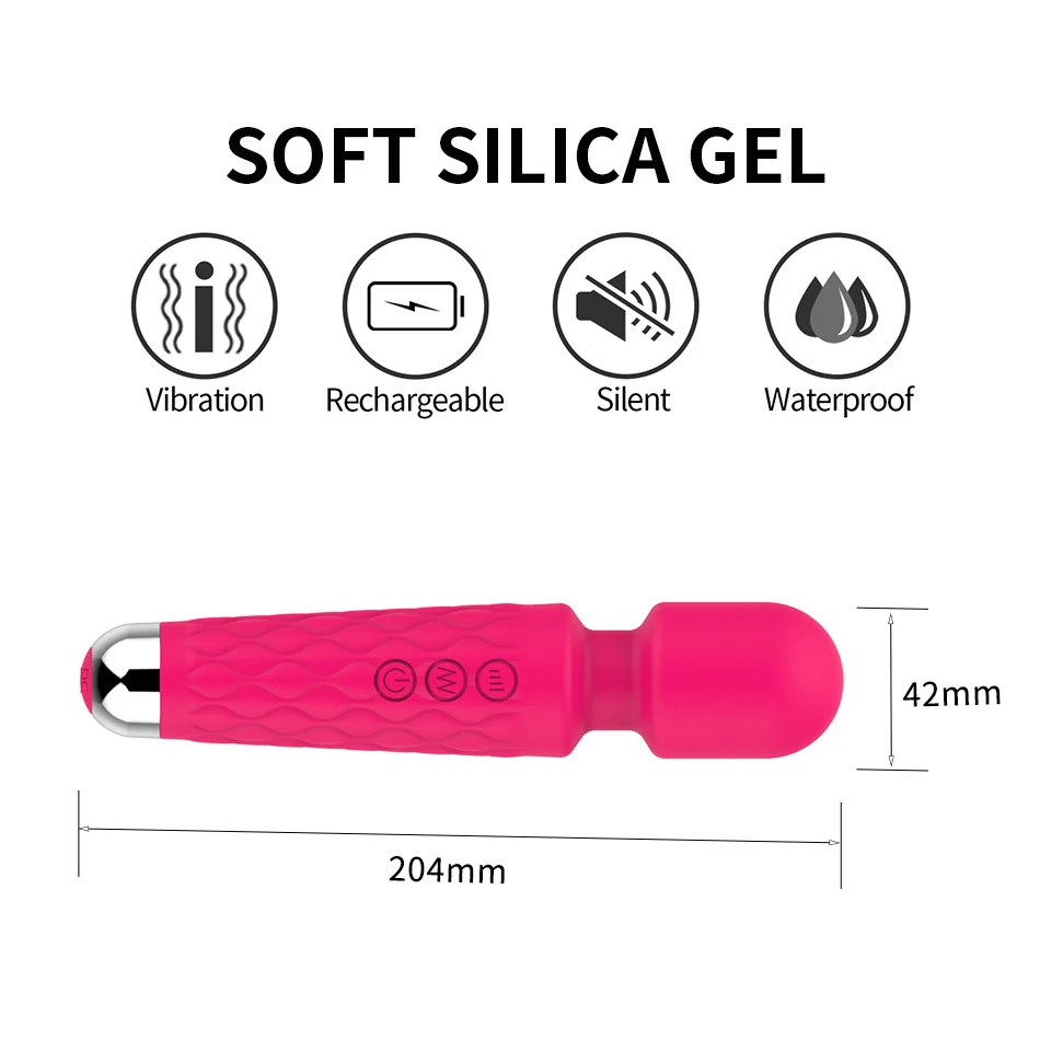 20 Speed Handheld AV Massage Wand Sex Rechargeable Waterproof Vagina Vibrator Sex Toys Women