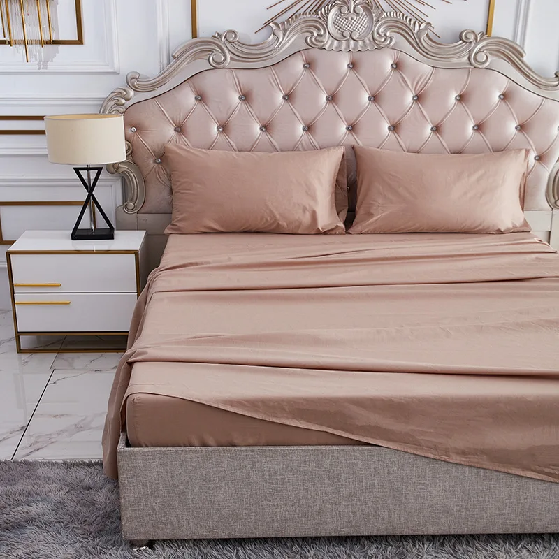 4PCS Wholesale Fitted Bedsheet Bed Sheets Pure Cotton Bedding Set for Hotel