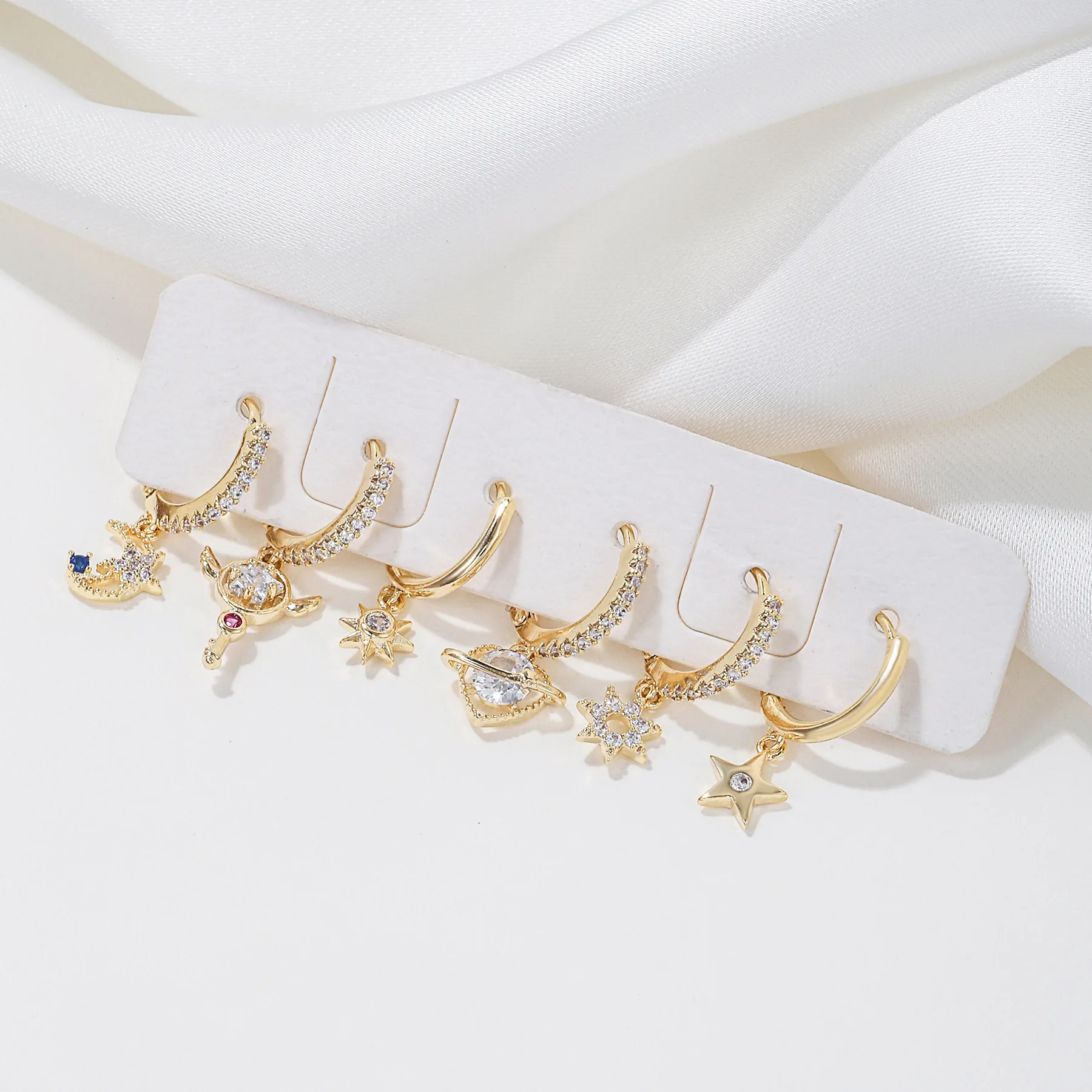 Бижутерия на заказ, серьги из циркона, серьги с пряжкой из пяти предметов