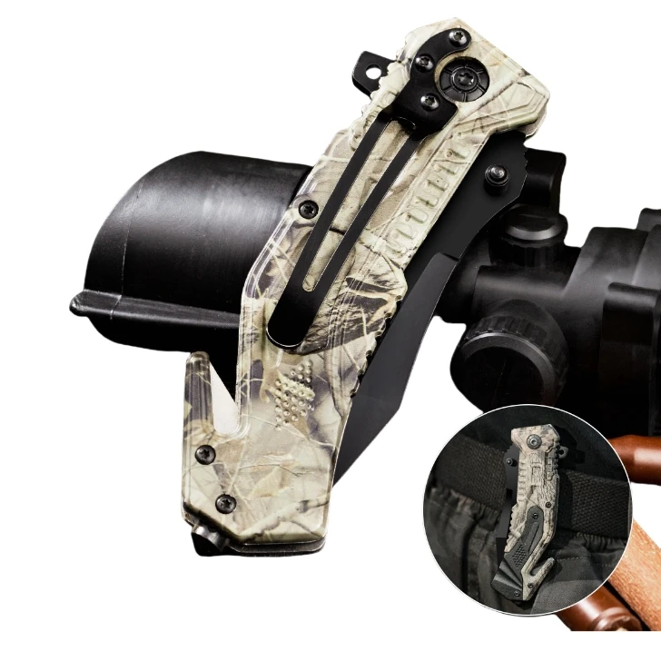 Hot Sell Oem Customized Black Stainless Steel Blade Outdoor Camping Pocket Multi-Purpose Survival Folding Knife Pocket