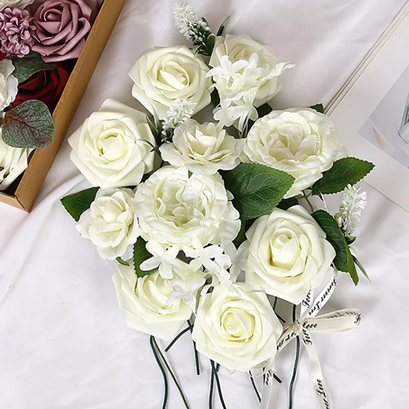 High Quality Artificial Silk Fabric Flower Bouquet for Wedding Stage Decoration