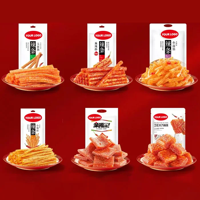 Popular Chinese Hot Spicy Latiao Gluten Grain Snacks Exotic Asian Spicy Strip Snacks Latiao