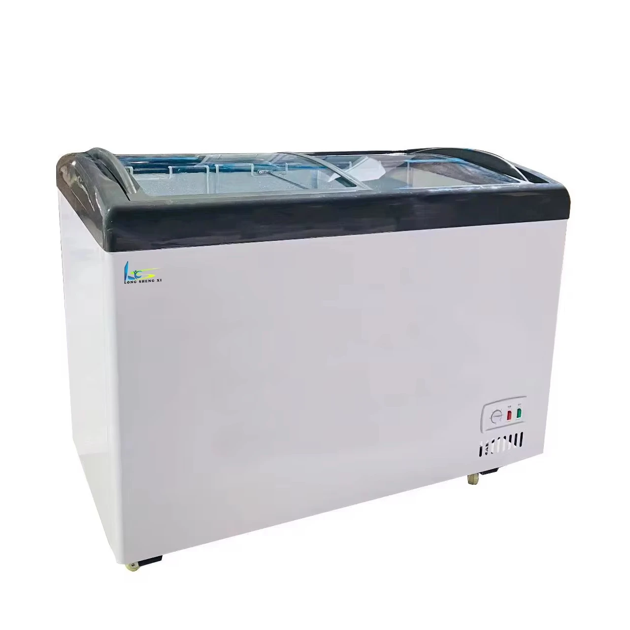 Commercial Supermarket fridge Ice Cream Sliding Curved Glass Door displayer/ Chest Freezer