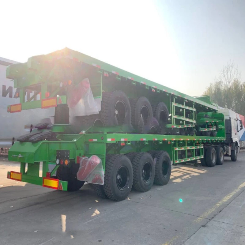 Mongolia Market Coal Loading Flatbed Semi Trailer Double Interlink 40ft Container Semi Trailer