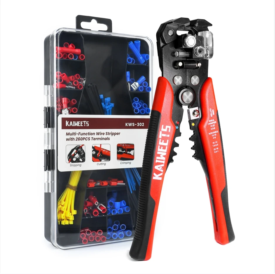 KWS-302 Multi-functional Crimping Terminal 0.2-6.0mm Stripping Pliers Hand Tools for Crimping Cutting Wire Stripper