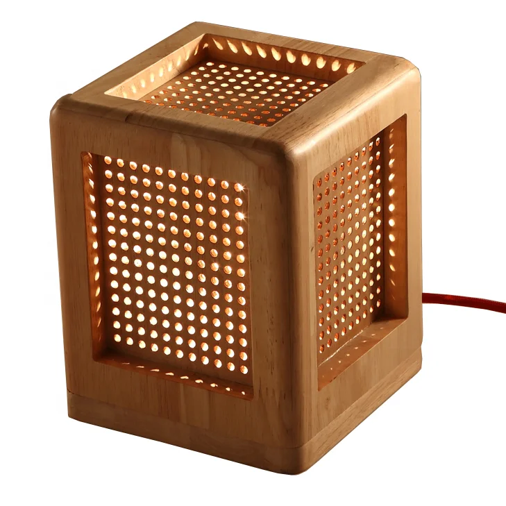 E27 cube led solid wood reading desk light living room nordic design high end table lamp