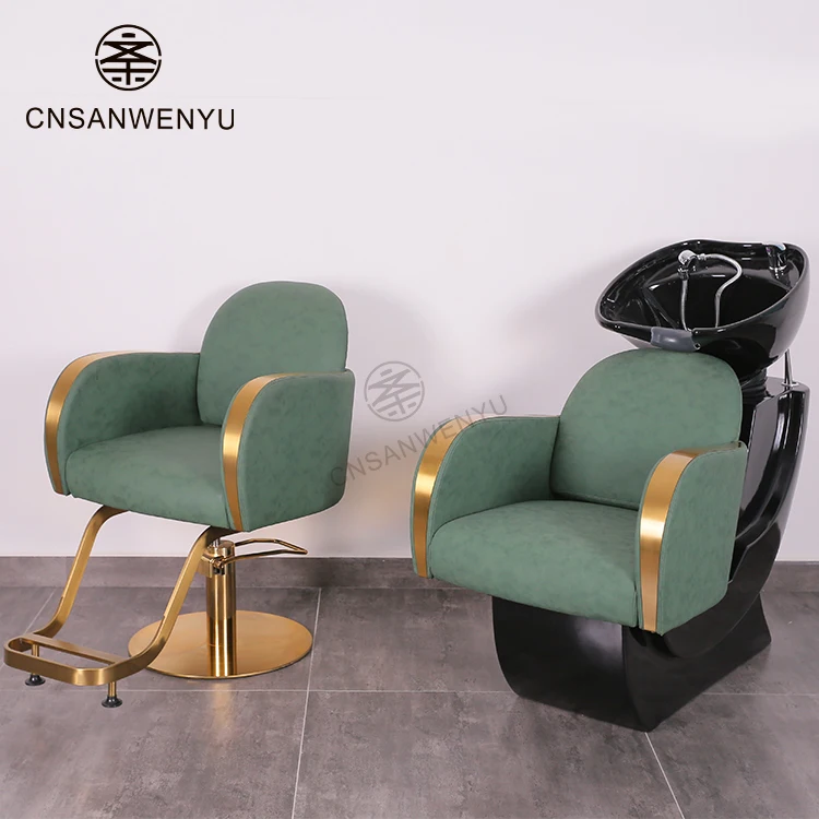 New Design Salon Furniture Modern Barbershop Hair Cutting Black Styling Hairdresser Chair With Cheap Price Golden Base