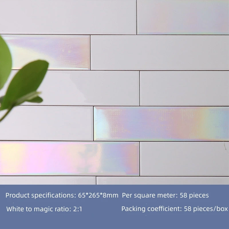 Hand made Rainbow Iridescent Long Subway Pink Ceramic Bathroom Wall Tile For Backsplash Kitchen Restaurant Hotel Project