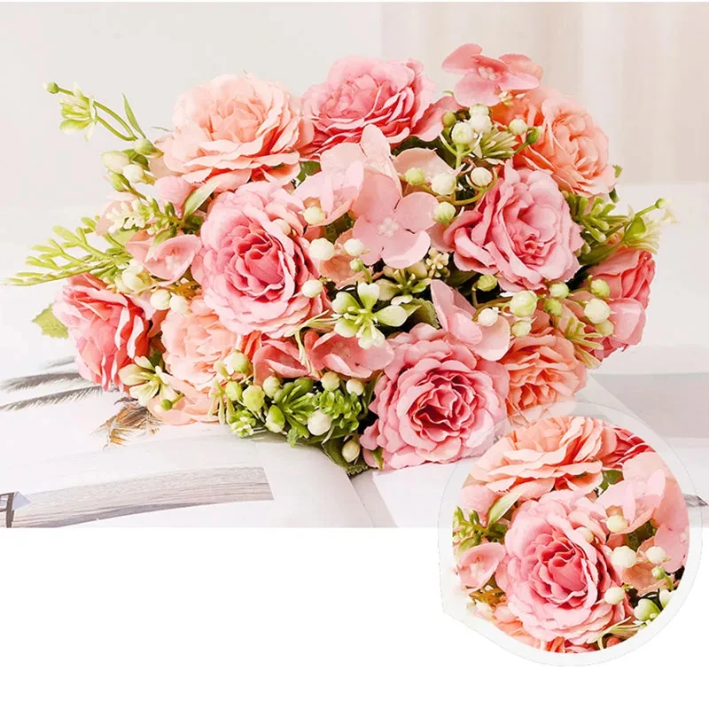 Vintage Artificial Silk Flowers High Quality Autumn Peony Cuckoo Christmas Peony Bouquet Artificial Flower Wedding Decoration