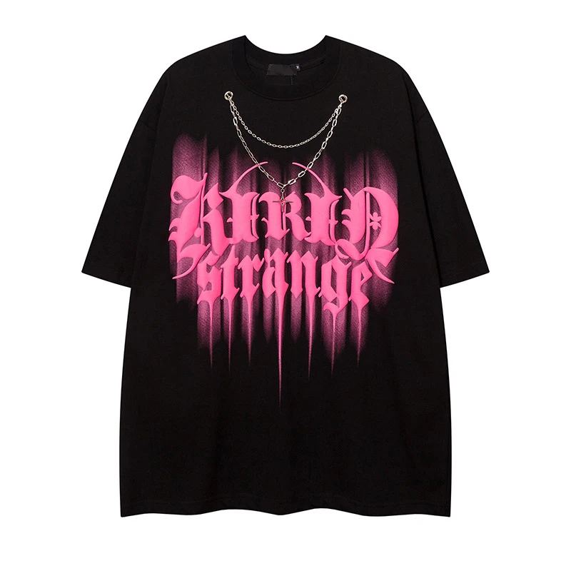 Streetwear Supplier Puff Printing Slim Fit Luxury Black T Shirt Custom Logo Vintage Summer for Men Casual Color Chart Printed