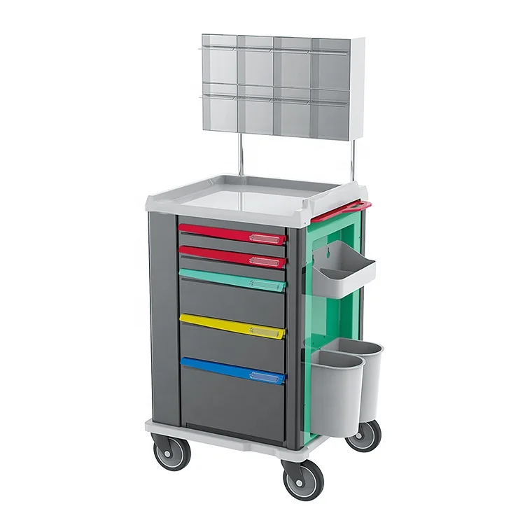 Factory Direct Selling ABS Anesthesia Trolley Cart Medical Emergency Cart Instrument Medicine Trolley