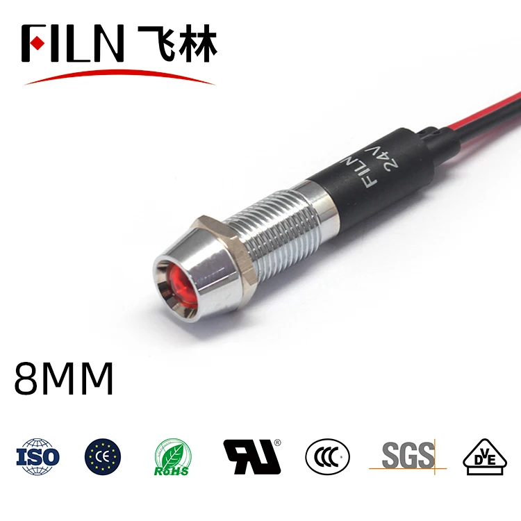 IP67 Waterproof LED Metal Warning Indicator Light 8mm Pilot Signal Lamp 3V 5V 6V 12V 24V 220v Red Yellow Blue Green White