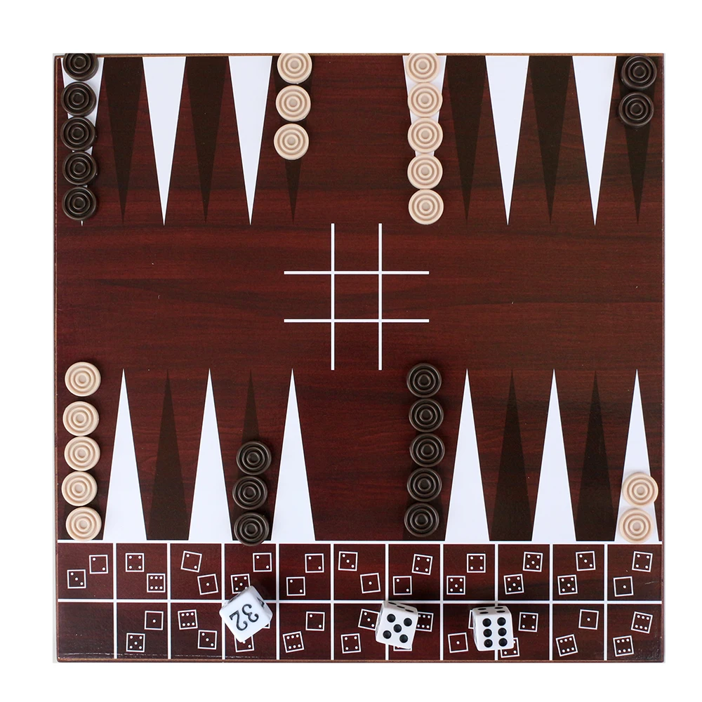 Board Game Set Deluxe 10 in 1 Tabletop Wood accented Game Center Tic Tac Toe Solitaire Snakes and Ladders Mancala Backgammon