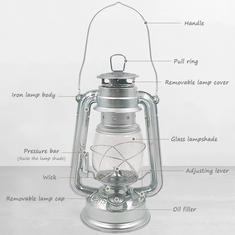 Outdoor Glass Retro Old Oil Rain Lamps CE Certificate Portable Camping Lanterns Customized Kerosene Vintage Light for Tent