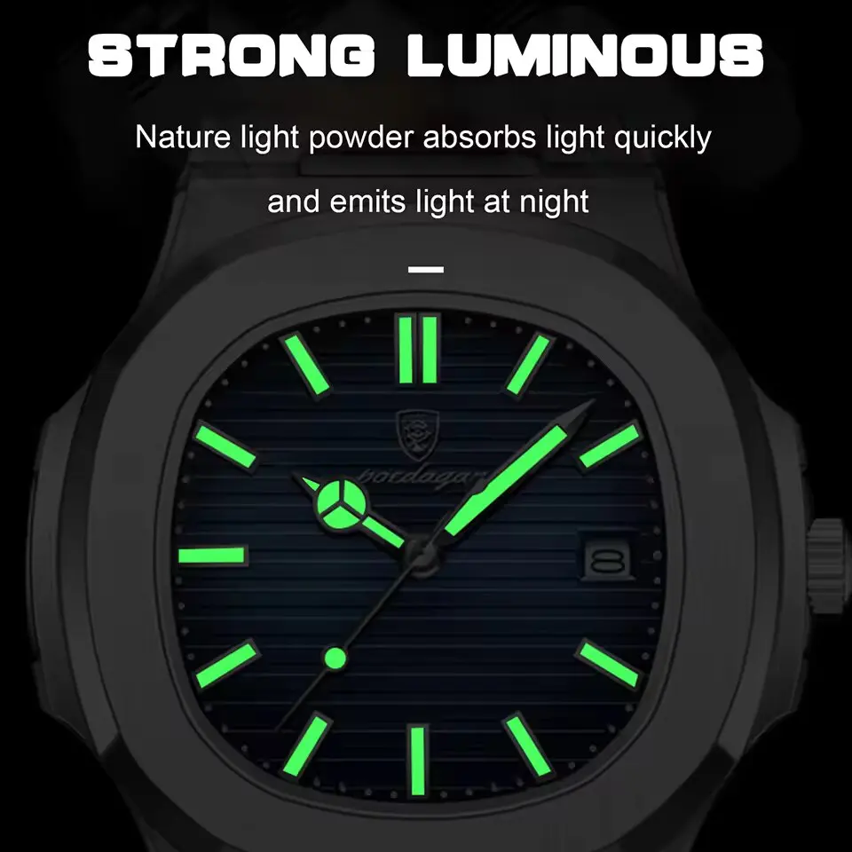 Luxury Waterproof Luminous Blue Dial Casual Quartz Analog Watches Custom Logo Business Dress Watch Men