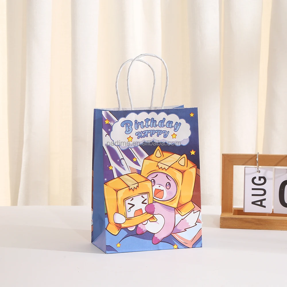Cartoon Fox Theme Party Paper Gift Bag Box Birthday Party Decoration Paper Gift Bag Customized Service